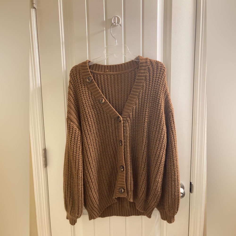 💞Free with any purchase💞 solid Rib-Knit Button Up Cardigan